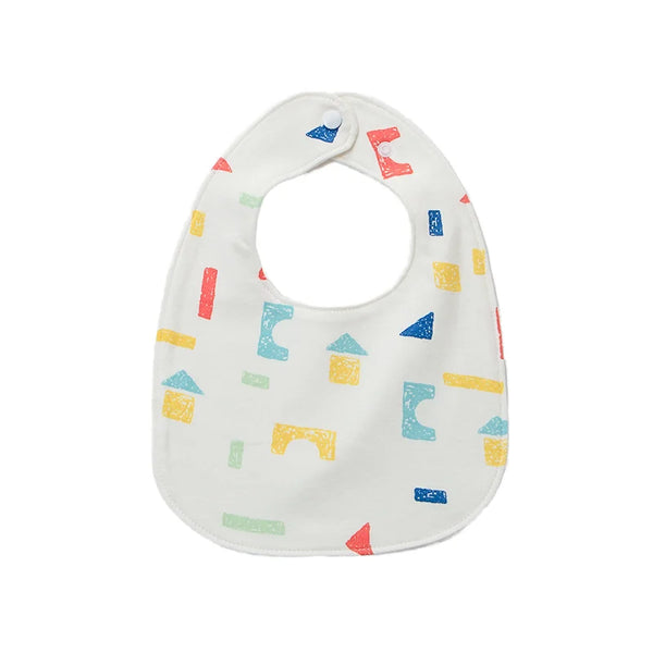 HKM-064723 New Arrival Cute U-Shape Kids Bib Waterproof Kids Eating Saliva Towel Feeding Bibs Button Closure