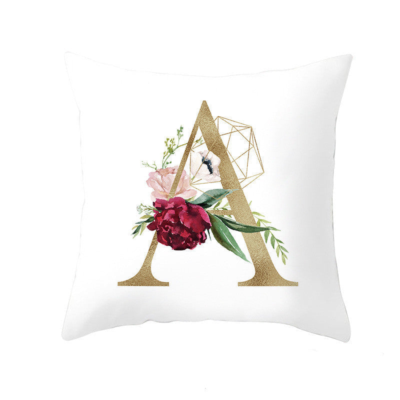 HKM-064723 Nordic Geometric Letter Pillowcase in Peach Skin - Decorative Cushion Cover for Home Use