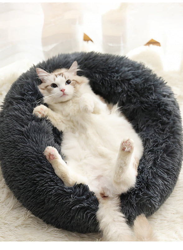 HKM-064723 Soft Thick Cutton Plush Round Pet Bed