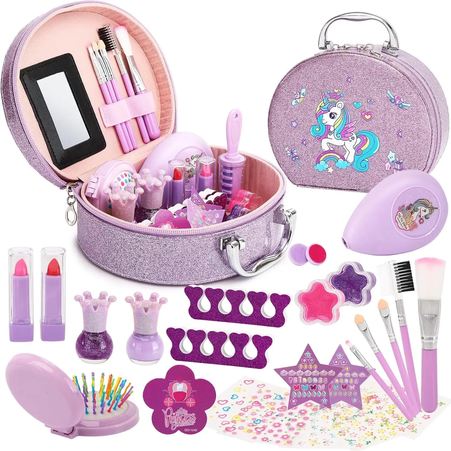 HKM-064851 Kids Nail Polish Set in Washable Makeup Bag for Ages 2-14 - Non-Toxic Pretend Play Cosmetic Toys