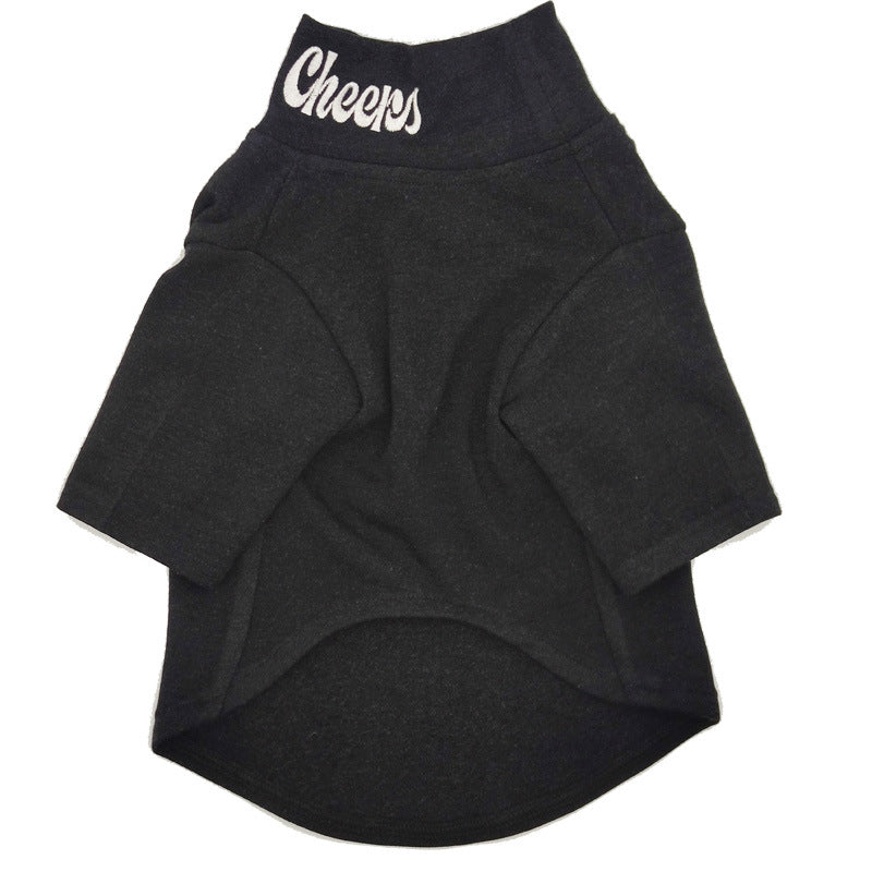 HKM-0649021 Cozy Black Wool Sweater for Dogs with High Collar in Multiple Sizes