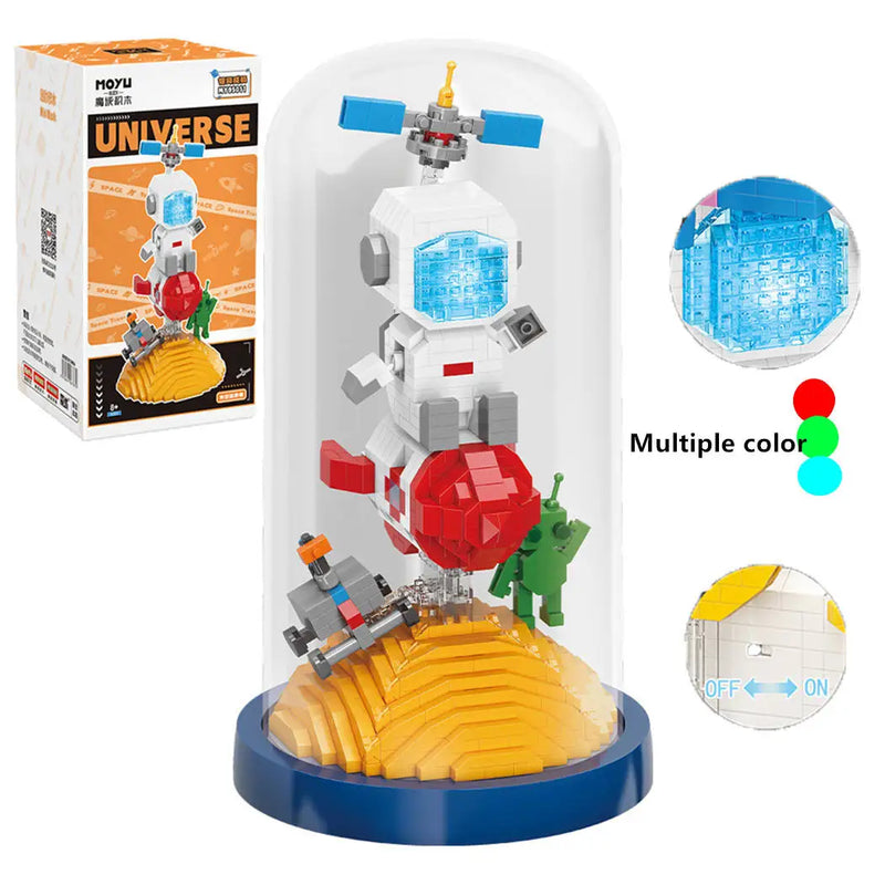 HKM-064915 3D Astronaut Building Block Set with Lights - Educational DIY Toy for Ages 8+