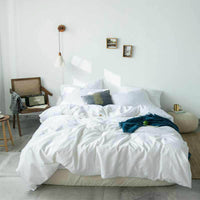 HKM-065107 Pure White Brushed Cloth Four-Piece Bedding Quilt Cover Set