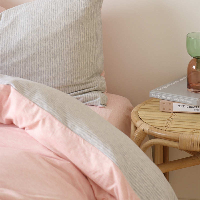 HKM-065171 Four-Piece Super Soft Cotton Knitted Bedding Set, Eco-Friendly and Skin-Friendly for 1.5m Beds