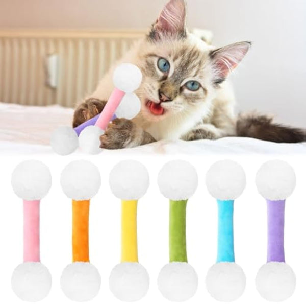 HKM-0652093 Soft Plush Cat Kicker Toys with Catnip for Interactive Play - Set of 5 for Cats