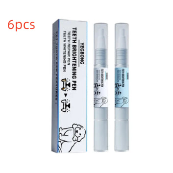 HKM-0652477 Pet Teeth Whitening Pen for Dogs and Cats - Tartar Remover with 2 Dental Brushes - 6ml Total