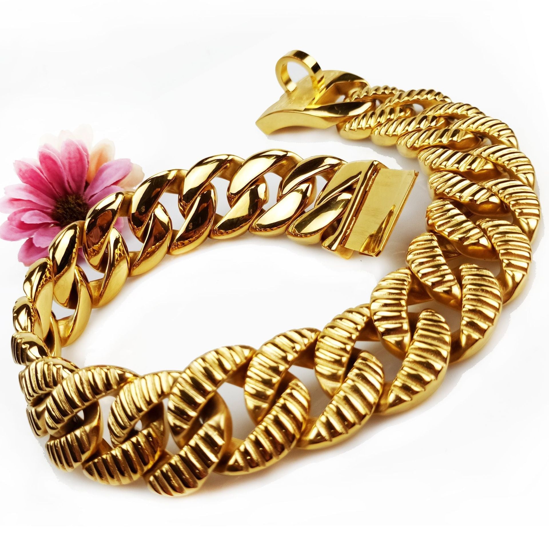 HKM-0652605 Stainless Steel Tree Leaf Shape Dog Collar - Scalable Design in Gold, Steel, and Rose Gold