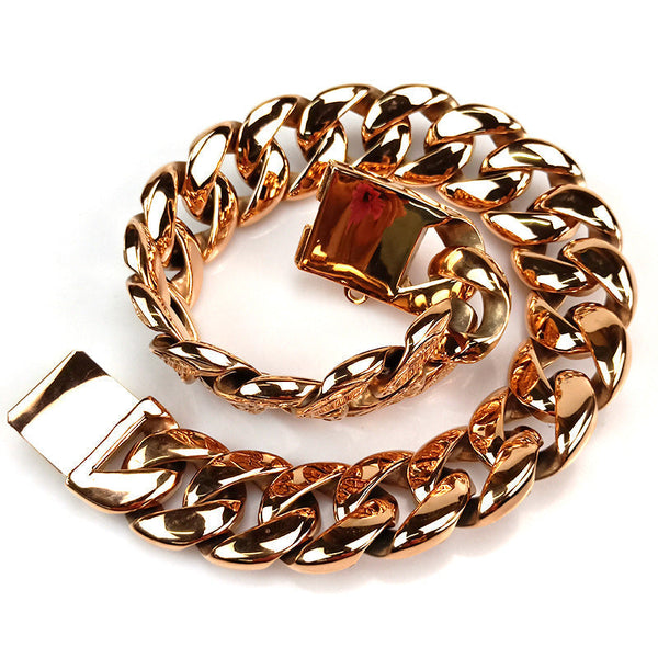 HKM-0652605 Stainless Steel Tree Leaf Shape Dog Collar - Scalable Design in Gold, Steel, and Rose Gold