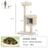 HKM-0653885 3-Level Cat Tree Tower with Scratching Posts, Condo, Beds, and Badminton Toys for Kittens