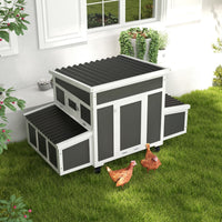 HKM-0654269 Spacious Dark Gray Wooden Chicken Coop with Nesting Box for Up to 6 Chickens