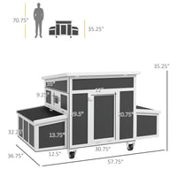 HKM-0654269 Spacious Dark Gray Wooden Chicken Coop with Nesting Box for Up to 6 Chickens