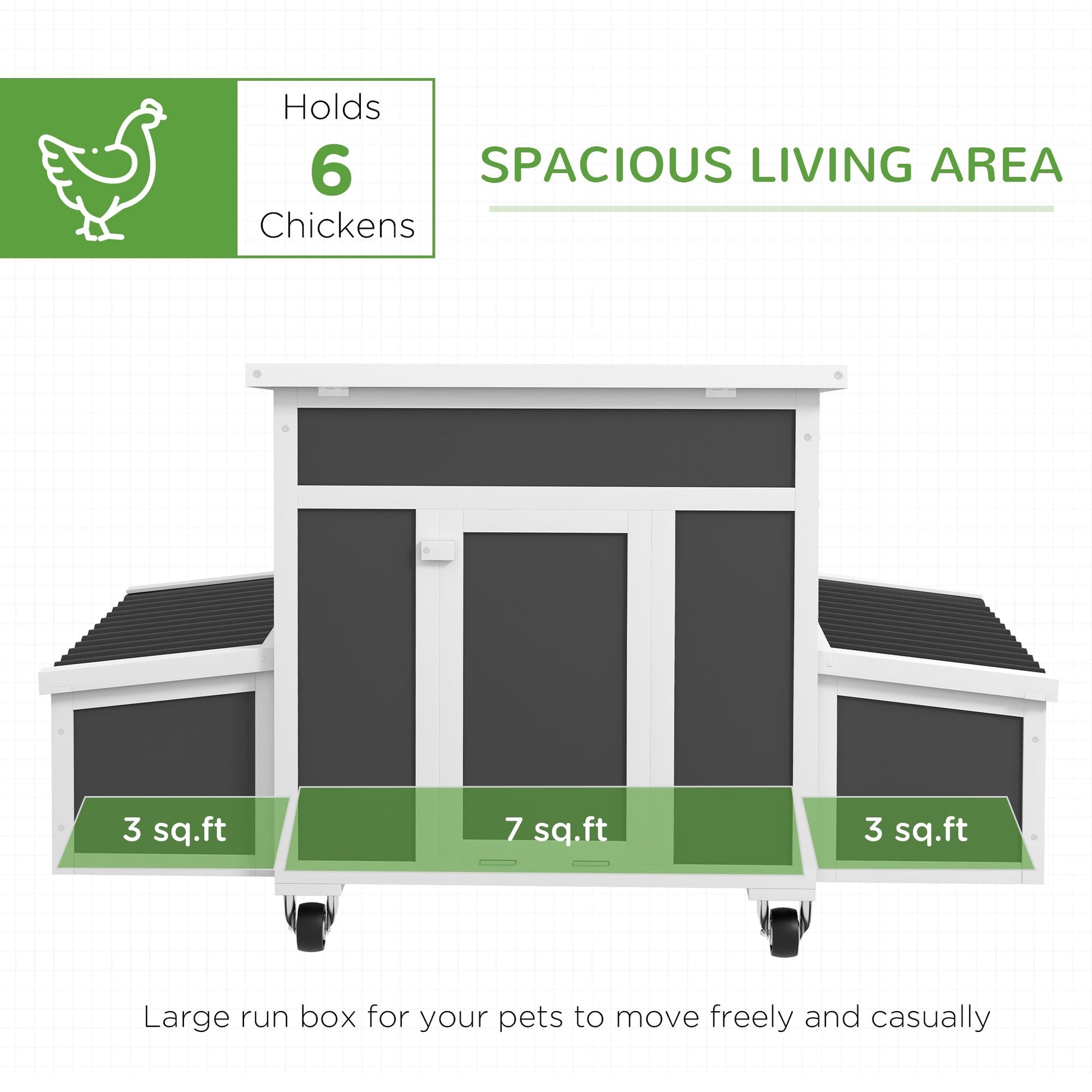 HKM-0654269 Spacious Dark Gray Wooden Chicken Coop with Nesting Box for Up to 6 Chickens