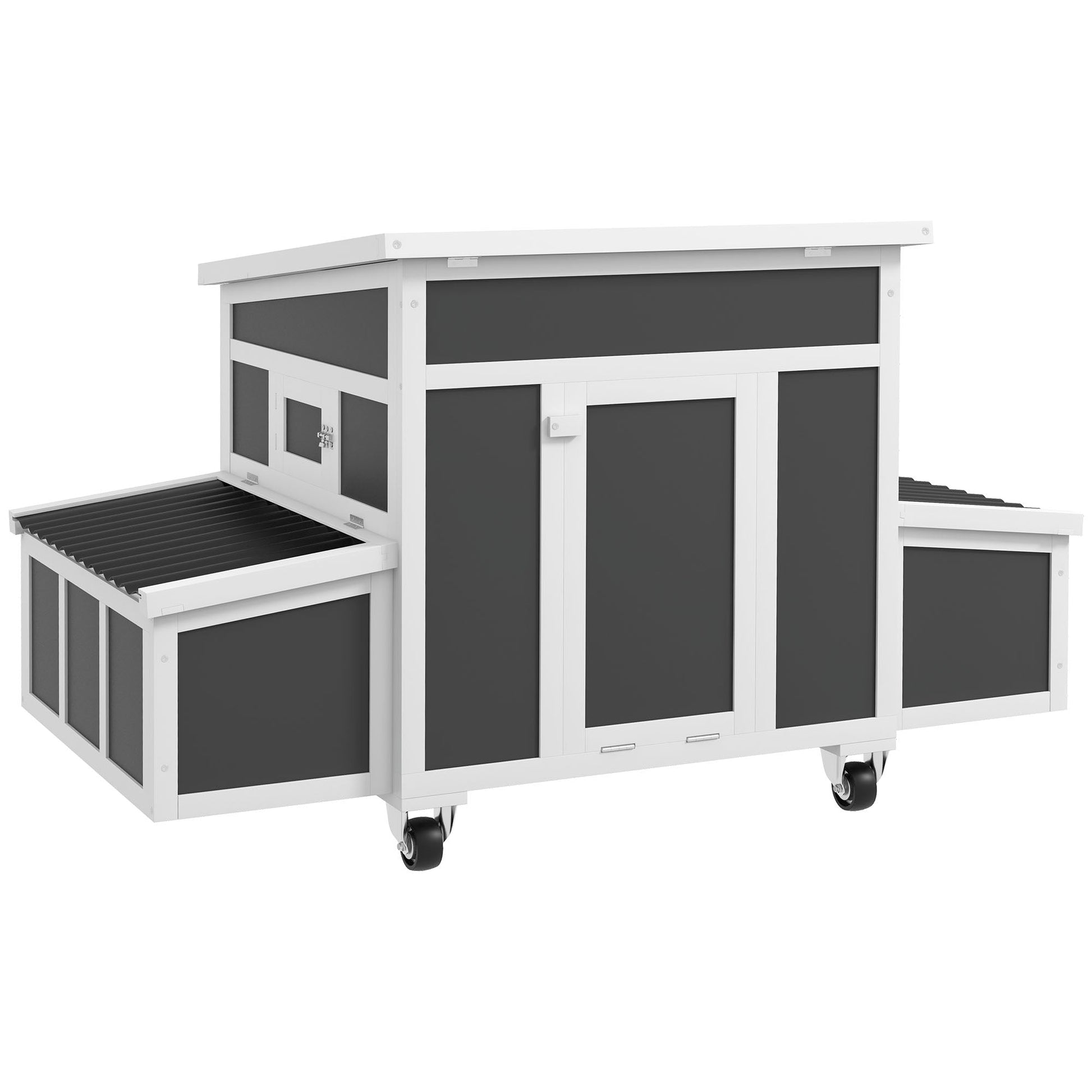HKM-0654269 Spacious Dark Gray Wooden Chicken Coop with Nesting Box for Up to 6 Chickens