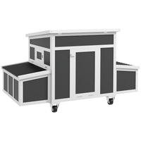 HKM-0654269 Spacious Dark Gray Wooden Chicken Coop with Nesting Box for Up to 6 Chickens