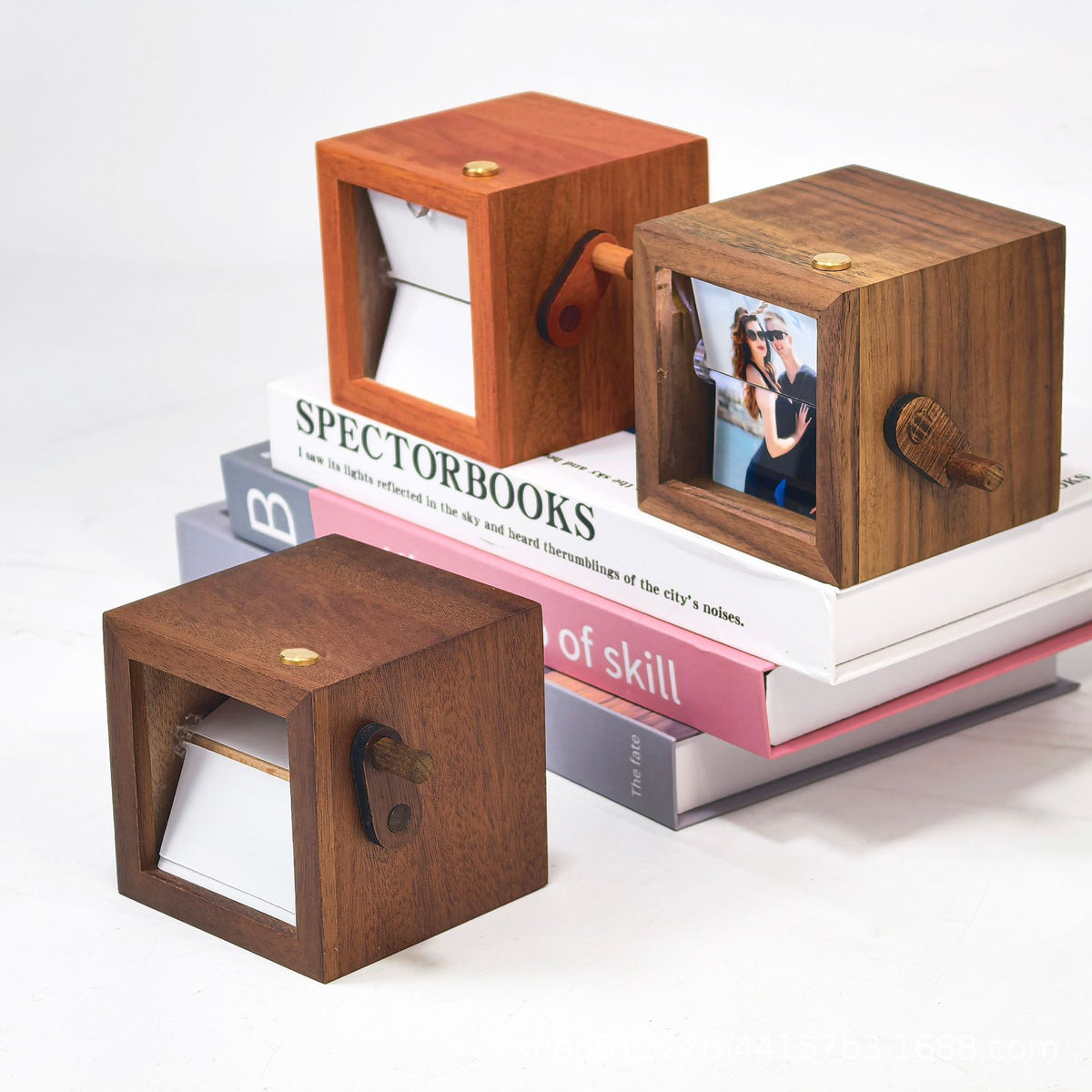 HKM-065427 Glowing Hand Shake Flip Book - Wooden Photo Commemorative Gift in Various Finishes