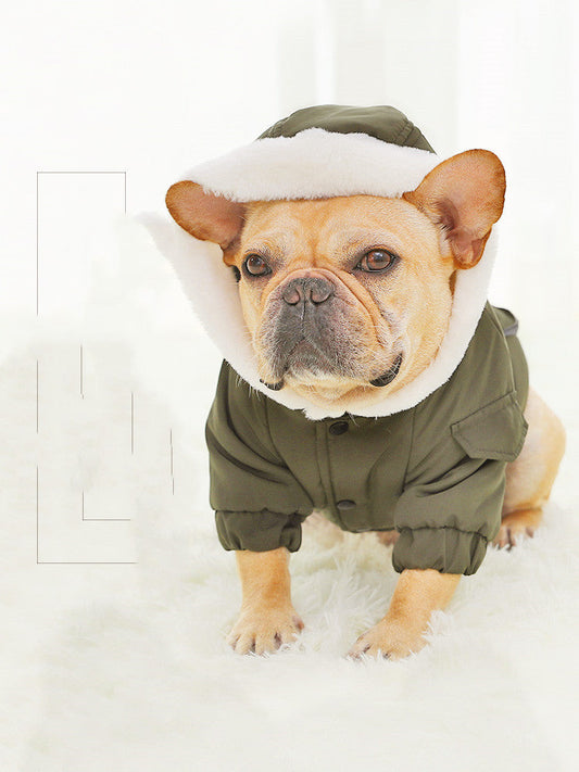 HKM-0655037 Cozy Cotton Winter Dog Clothes with Plus Velvet Thickening – Red and Green Options Available