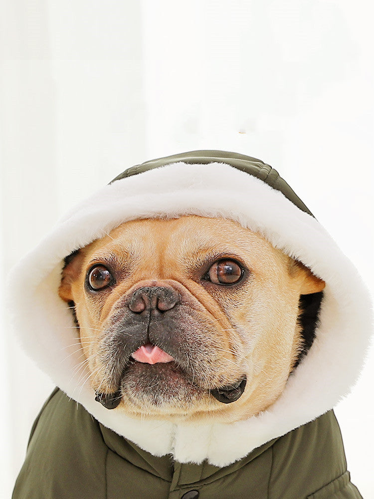 HKM-0655037 Cozy Cotton Winter Dog Clothes with Plus Velvet Thickening – Red and Green Options Available