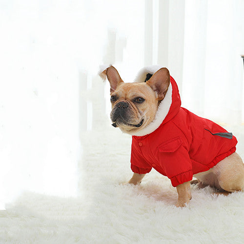 HKM-0655037 Cozy Cotton Winter Dog Clothes with Plus Velvet Thickening – Red and Green Options Available