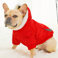 HKM-0655037 Cozy Cotton Winter Dog Clothes with Plus Velvet Thickening – Red and Green Options Available