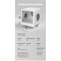 HKM-0656061 Pet Dryer Room with Hot & Cold Air, Automatic 3-Speed Mode, for Cats and Dogs, 32-40°C Temperature Range