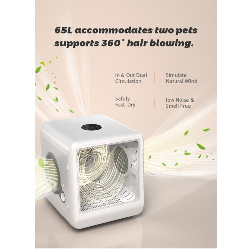HKM-0656061 Pet Dryer Room with Hot & Cold Air, Automatic 3-Speed Mode, for Cats and Dogs, 32-40°C Temperature Range