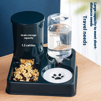 HKM-0656573 Automatic Double Cat Food and Water Bowl - Compact Plastic Pet Feeder