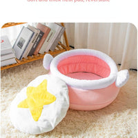 HKM-0657853 Cozy Honey Pot Cat Sofa Bed - Soft Warm Nest for Small Cats and Dogs