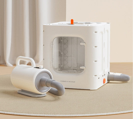 HKM-0658237 Pet Drying Box for Cats and Small Dogs - 62L Capacity, Includes Adapters for Water Blowers