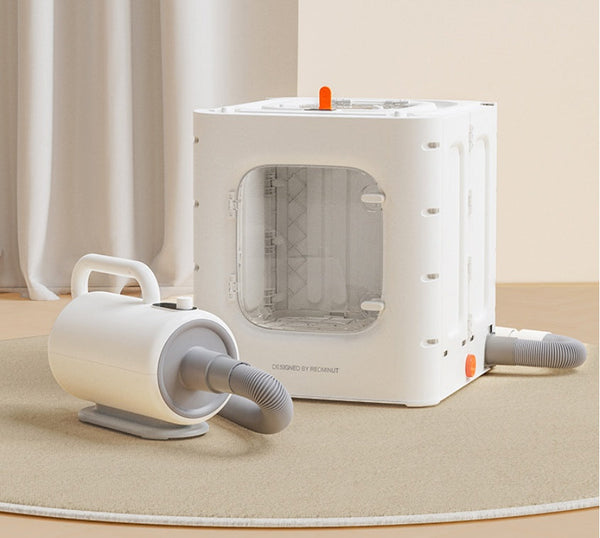 HKM-0658237 Pet Drying Box for Cats and Small Dogs - 62L Capacity, Includes Adapters for Water Blowers