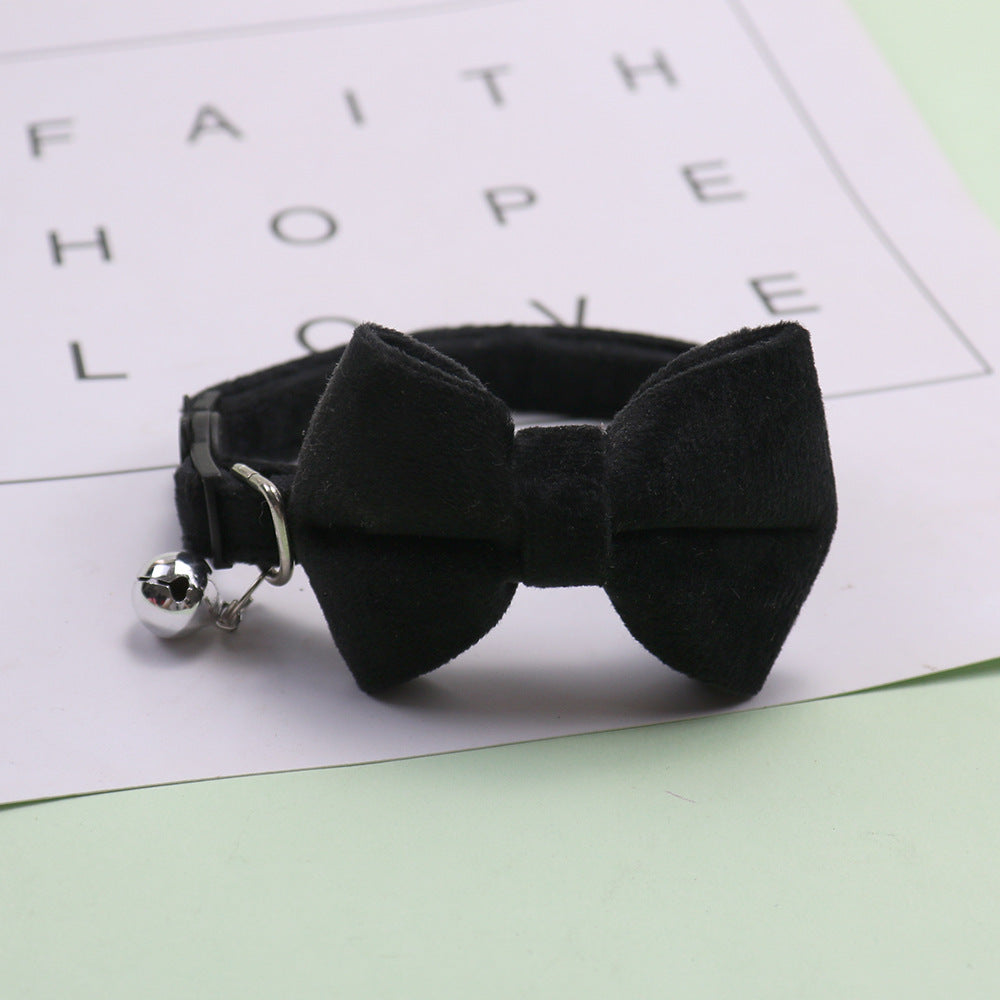 HKM-0658365 Adjustable Velvet Bow Collar for Small Dogs and Cats in Multiple Colors