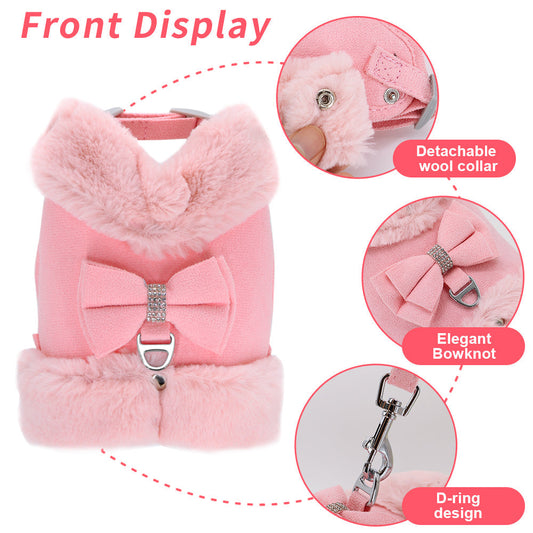 HKM-0658749 Adjustable Dog Walking Harness with Traction Rope - Cherry Blossom Powder, Mint Green, Dark Night Black