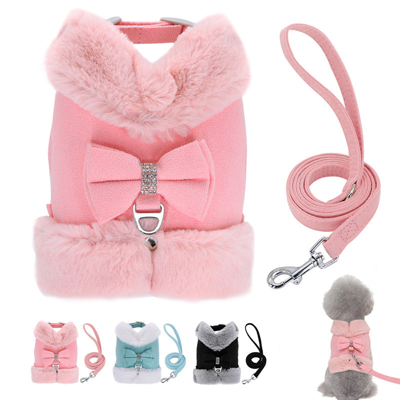HKM-0658749 Adjustable Dog Walking Harness with Traction Rope - Cherry Blossom Powder, Mint Green, Dark Night Black