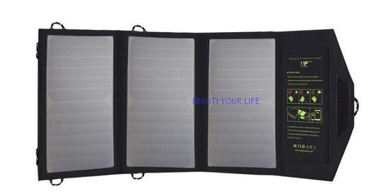 HKM-065875 Portable Foldable Dual USB 5V/2.1A Waterproof Solar Panel Charger for Outdoor Use