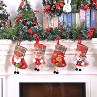 HKM-065939 Christmas Stocking Gift Bag with Plaid and Sequin Designs - Various Styles Available
