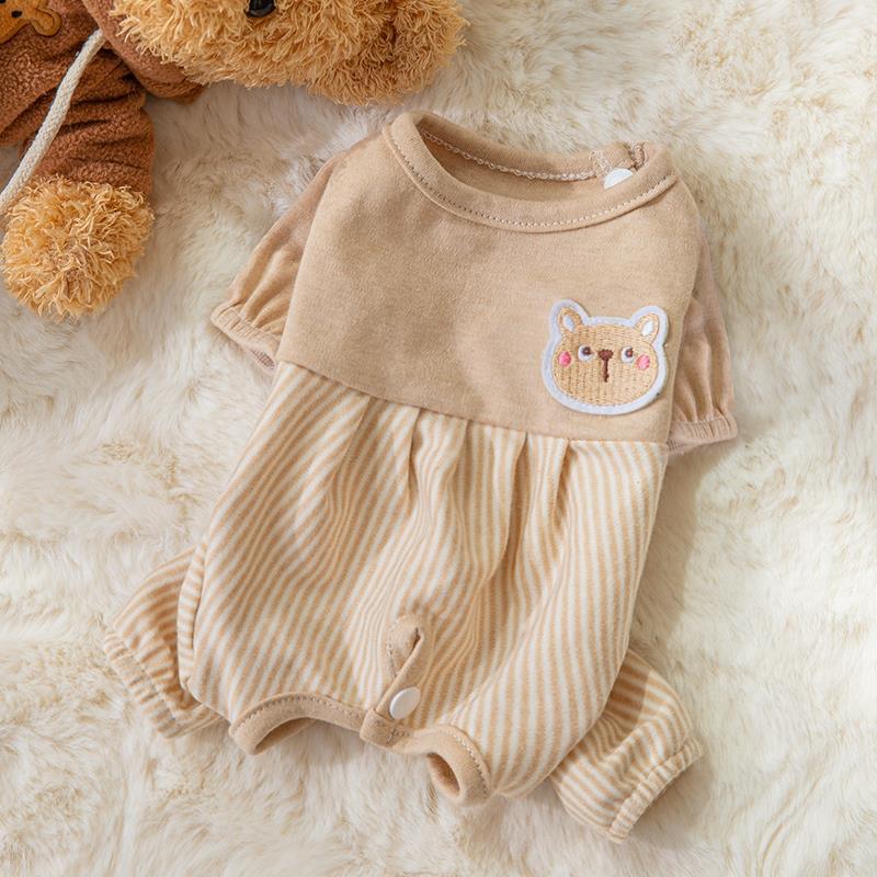 HKM-0660925 Cozy Cotton Cat Belly Wrap Suit in Beige Bear and Blue Rabbit Designs