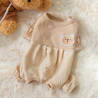 HKM-0660925 Cozy Cotton Cat Belly Wrap Suit in Beige Bear and Blue Rabbit Designs
