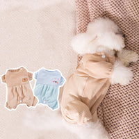HKM-0660925 Cozy Cotton Cat Belly Wrap Suit in Beige Bear and Blue Rabbit Designs