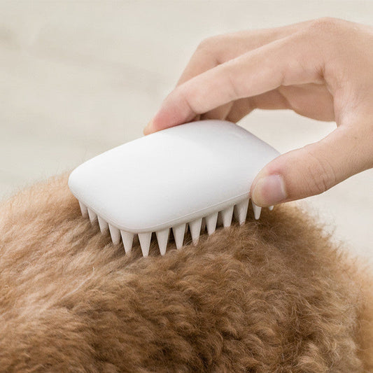 HKM-0661949 Silicone Pet Hair Comb for Cats and Dogs - Non-Slip Massage Brush in Beige