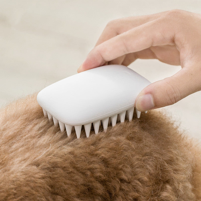 HKM-0661949 Silicone Pet Hair Comb for Cats and Dogs - Non-Slip Massage Brush in Beige