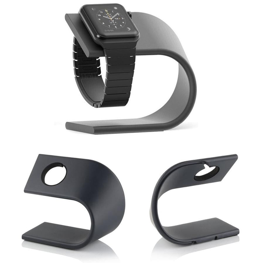 HKM-066195 Aluminum Charging Stand for Apple Watch Series 1-4 in Dark Gray and Silver