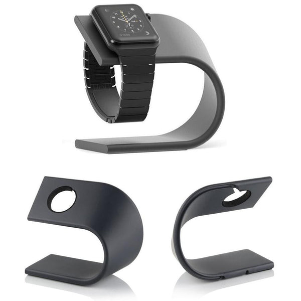 HKM-066195 Aluminum Charging Stand for Apple Watch Series 1-4 in Dark Gray and Silver