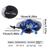 HKM-0662205 Embroidered Cloth Pet Lace Hat for Cats in Red, Gold, and Blue