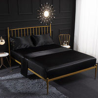 HKM-066259 Silk Satin Bed Sheet Set with Pillowcases - 4 Piece Bedding Collection in Multiple Sizes