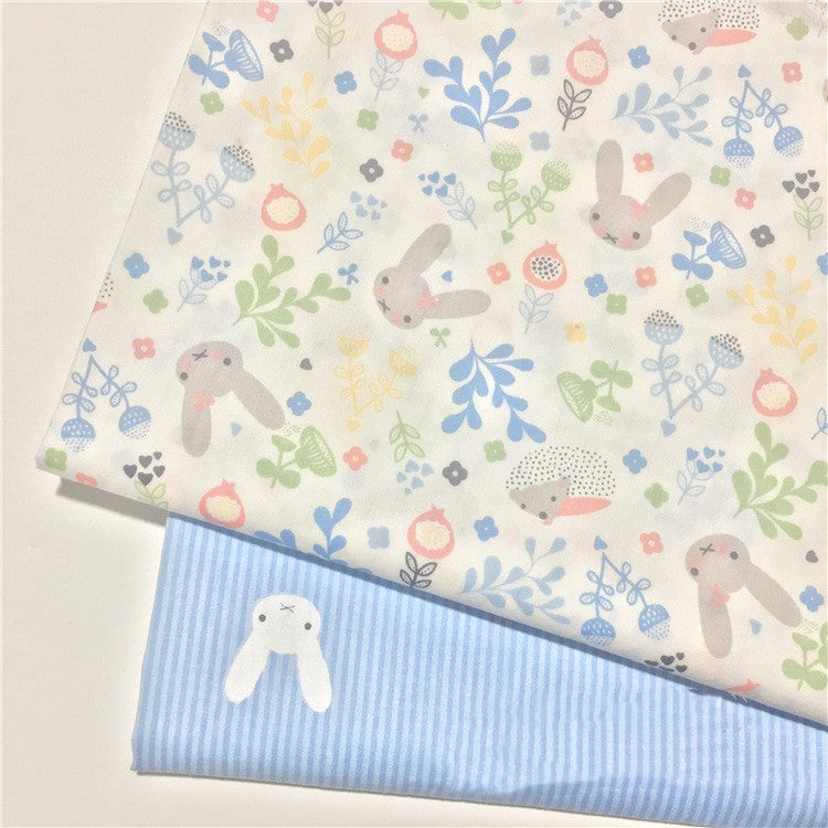 HKM-066323 Cotton Twill Cartoon Rabbit Fabric for Bedding, Clothing, Curtains, and More - 160cm Width, 100% Cotton