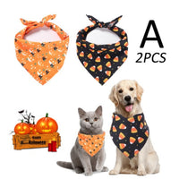HKM-0663741 Halloween Triangle Scarf for Dogs - Fun Pumpkin, Witch, and Bone Designs, 45x45x65cm, Polyester