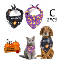 HKM-0663741 Halloween Triangle Scarf for Dogs - Fun Pumpkin, Witch, and Bone Designs, 45x45x65cm, Polyester