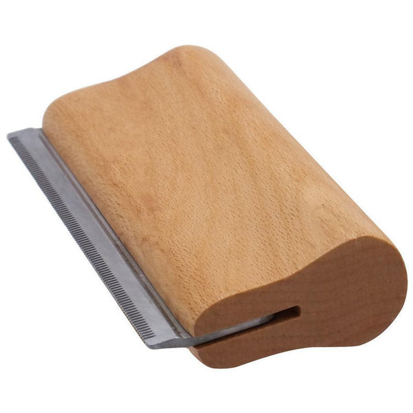 HKM-066387 Pet Hair Removal Comb - Stainless Steel and Wood Design, Available in Three Sizes