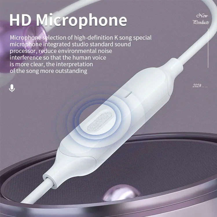 HKM-066387 Wired Type-C Earphones with Microphone and Volume Control for Live Broadcast and Gaming