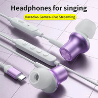 HKM-066387 Wired Type-C Earphones with Microphone and Volume Control for Live Broadcast and Gaming