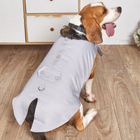 HKM-0664509 Elegant Dog Wedding Suit with Triangular Scarf - Gray Striped Design, Various Sizes Available